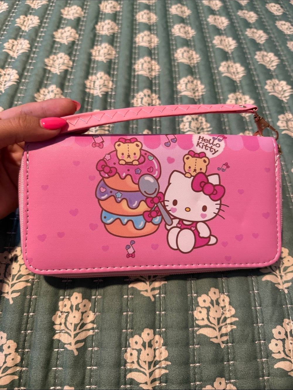 Hello Kitty Pink Dessert Wristlet with Bow Accent